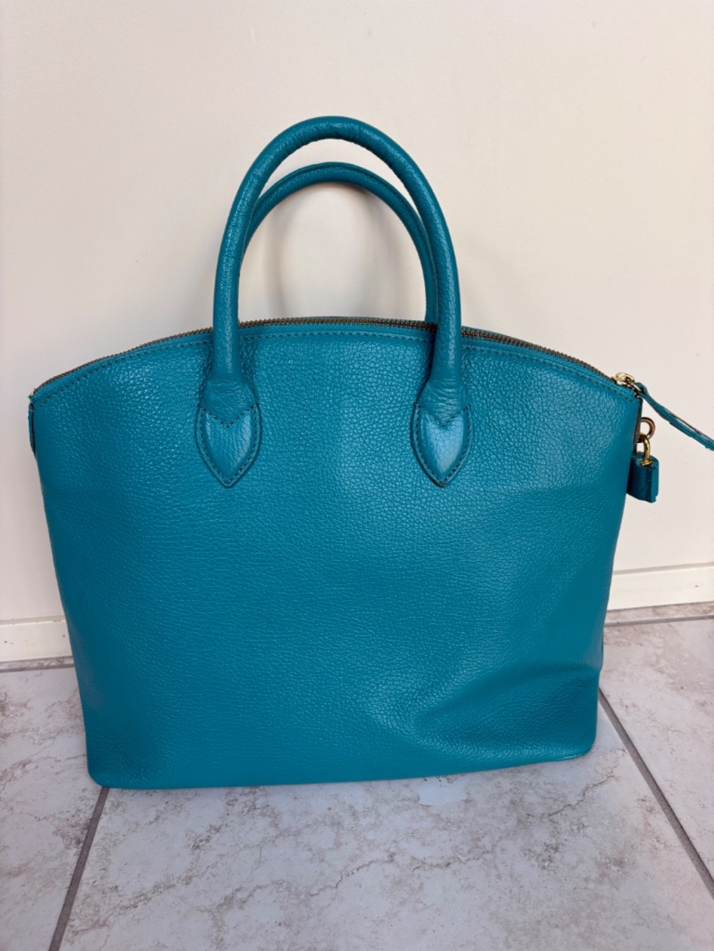 L. Credi Teal Leather Shoulder Bag, Hand Bag, Made in Italy - Picture 8 of 16